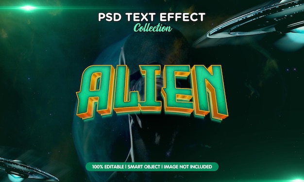 PSD effet de texte de l'espace extraterrestre