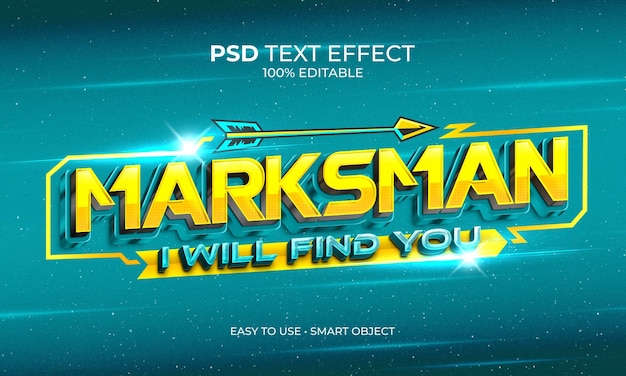 PSD effet de texte esport gamer marksman