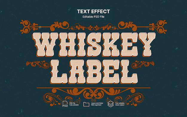 Effet de texte sur l'étiquette du whisky