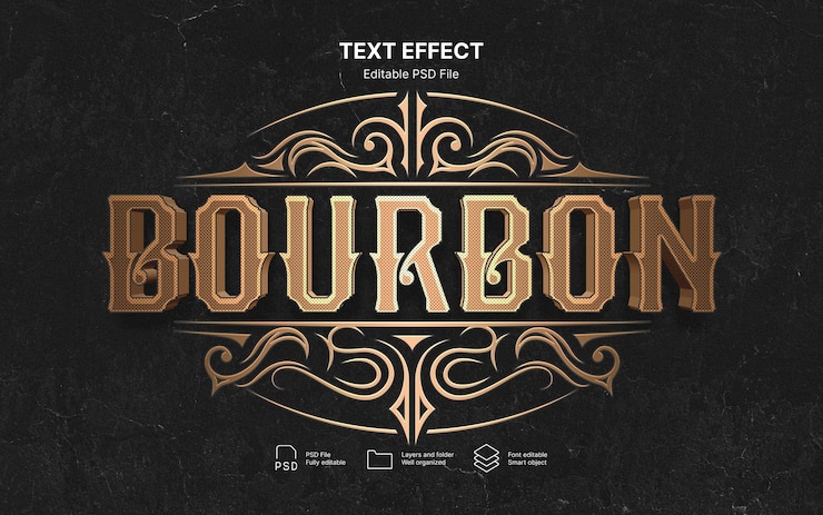 PSD effet de texte sur l'étiquette du whisky