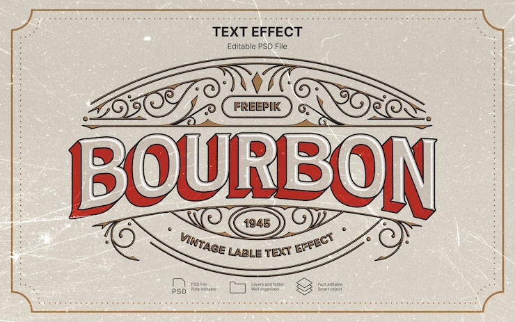 PSD effet de texte sur l'étiquette du whisky