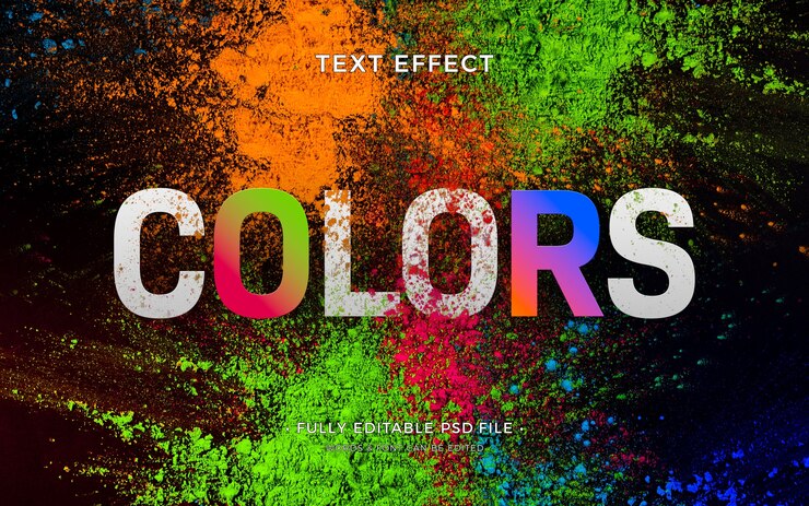 PSD effet de texte d'explosion de couleur