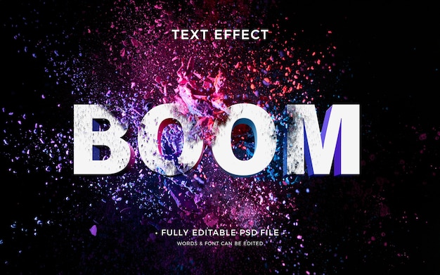 PSD effet de texte d'explosion de couleur