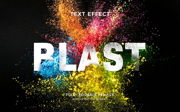 PSD effet de texte d'explosion de couleur