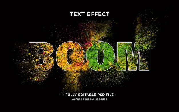 PSD effet de texte d'explosion de couleur