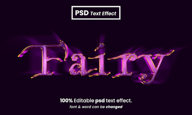 PSD effet de texte de fée modifiable en 3d