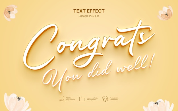 Effet de texte de félicitations
