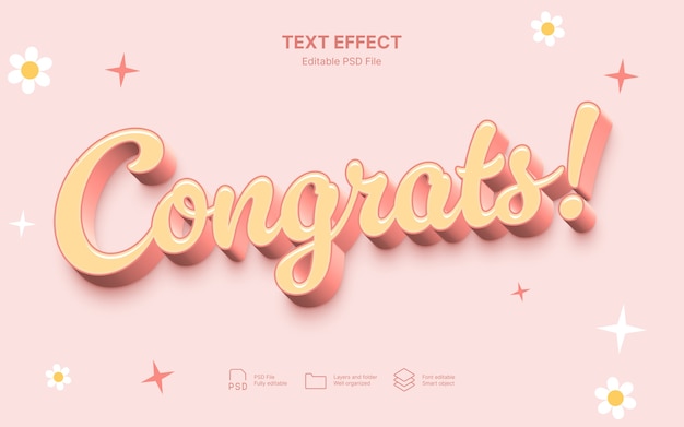 Effet de texte de félicitations