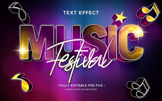 PSD effet de texte de festival de musique