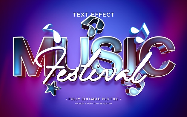 PSD effet de texte de festival de musique