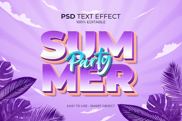 PSD effet de texte de fête d'été