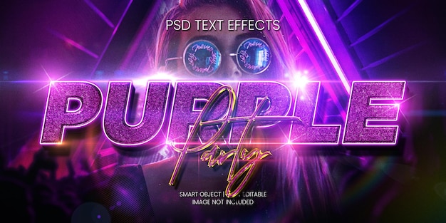 PSD effet de texte de fête violet