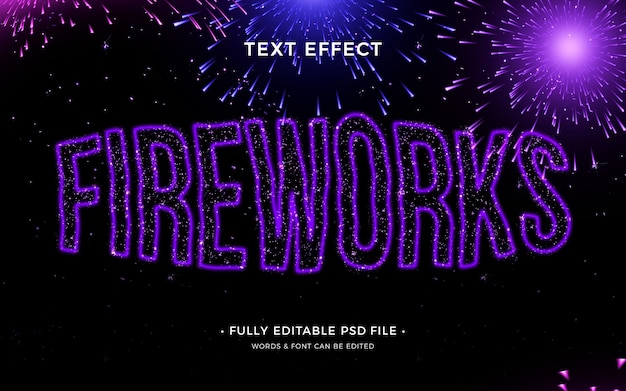 PSD effet de texte de feux d'artifice