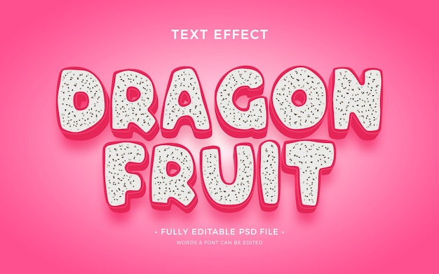 PSD effet de texte de fruits tropicaux