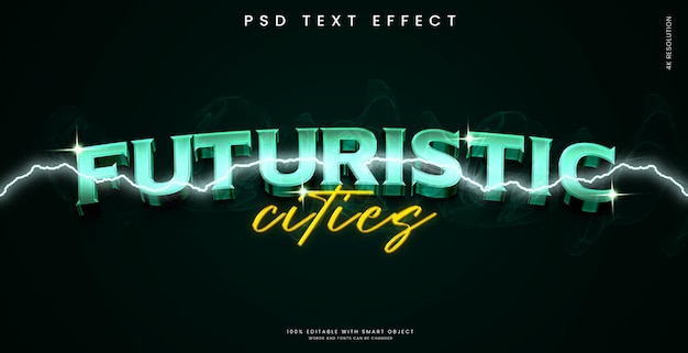 PSD effet de texte futuriste avec fond vert foncé