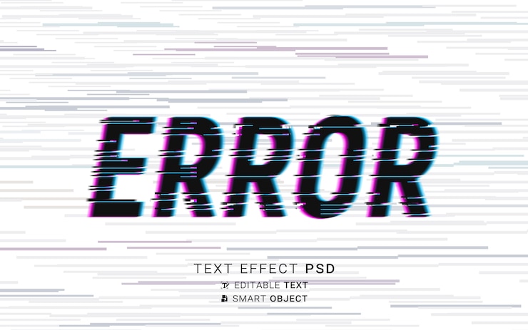 PSD effet de texte glitch futuriste