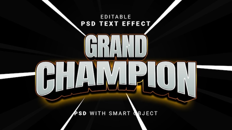 PSD effet de texte grand champion