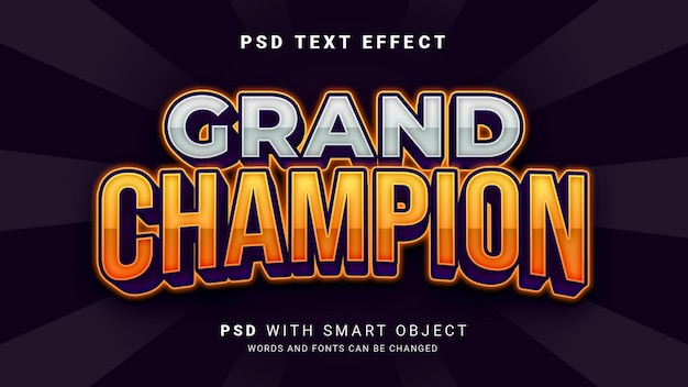 PSD effet de texte grand champion