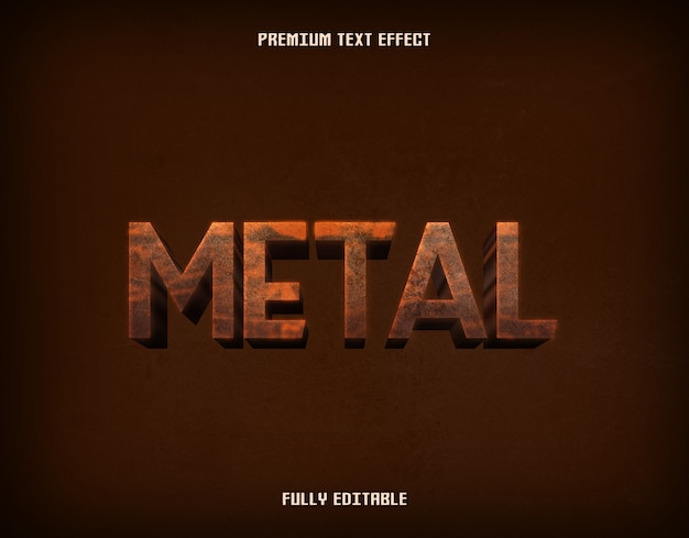 PSD effet de texte grunge métal brun 3d