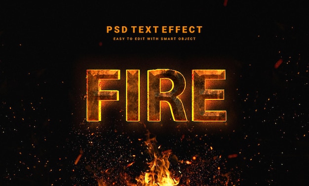 PSD effet de texte d'incendie