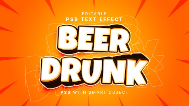 PSD effet de texte ivre de bière 3d