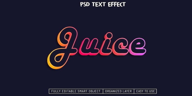 PSD un effet de texte de jus coloré avec un fond sombre