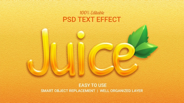 PSD effet de texte de jus avec la couleur orange