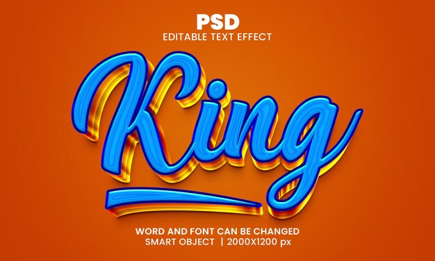 PSD l'effet de texte king 3d entièrement modifiable dans photoshop psd