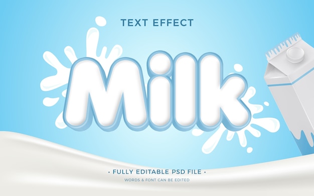 PSD effet de texte de lait