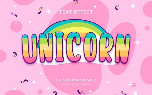 PSD effet de texte licorne