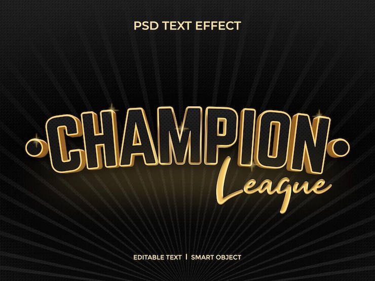 PSD effet de texte de la ligue des champions