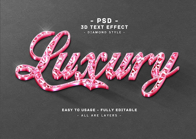 Effet De Texte Ou Logo De Luxe En Diamant Rose 3d