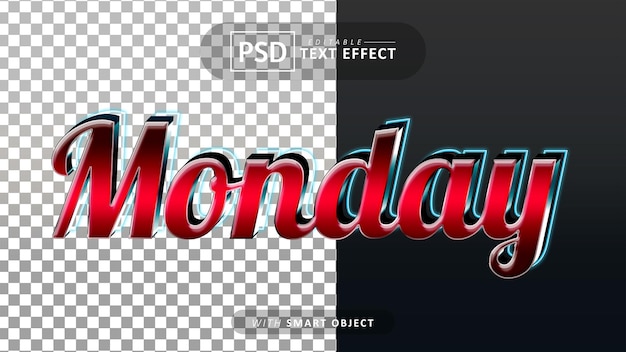 Effet De Texte Lundi 3d Modifiable