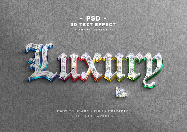 Effet De Texte De Luxe Style De Diamant De Couleurs 3d