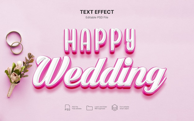 PSD effet de texte de mariage en or