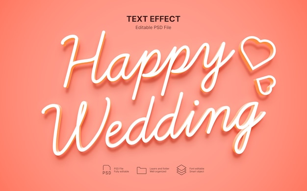 Effet de texte de mariage en or