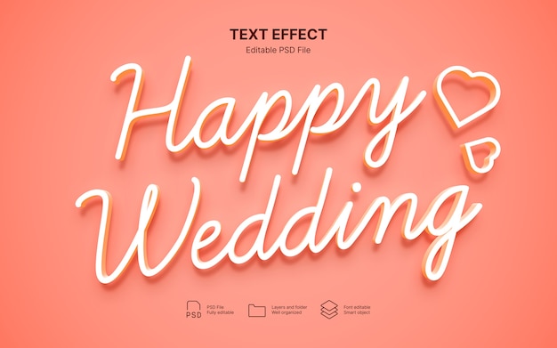 PSD effet de texte de mariage en or