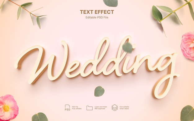 PSD effet de texte de mariage en or