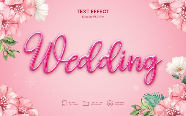 Effet de texte de mariage en or