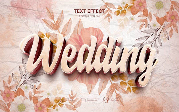 PSD effet de texte de mariage