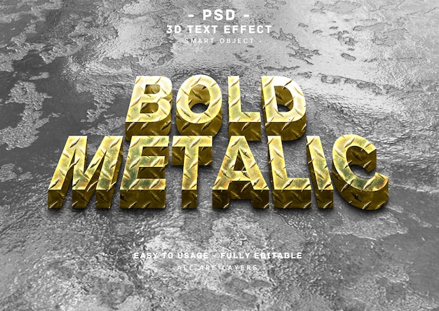 PSD effet de texte métallique style gras 3d