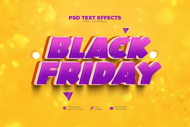 PSD effet de texte et modèle de style black friday