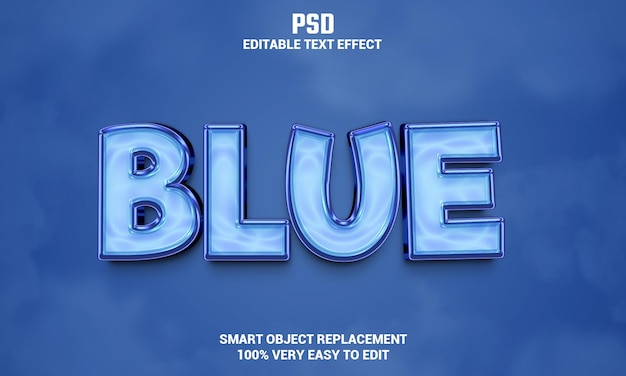 Effet De Texte Modifiable 3d Bleu Avec Arrière-plan Psd Premium