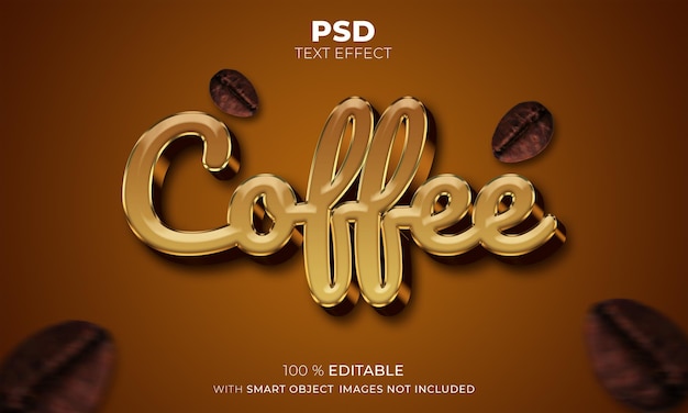 PSD effet de texte modifiable 3d de café brun