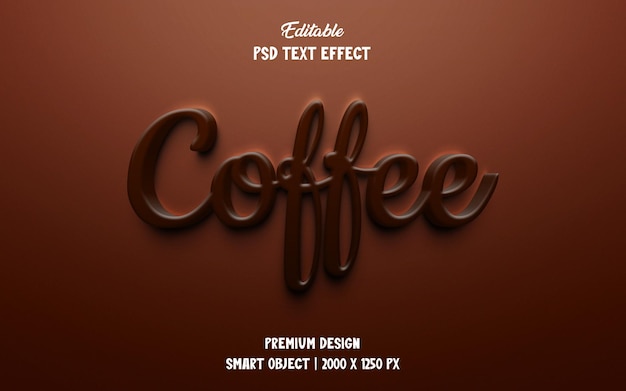 PSD effet de texte modifiable en 3d café