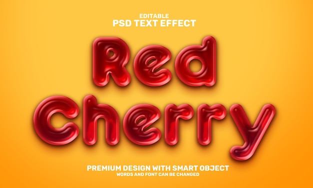 PSD effet de texte modifiable en 3d cerise rouge liquide