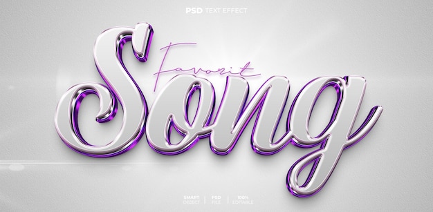 PSD effet de texte modifiable 3d de la chanson