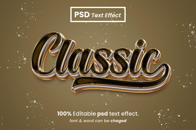 PSD effet de texte modifiable 3d classique doré