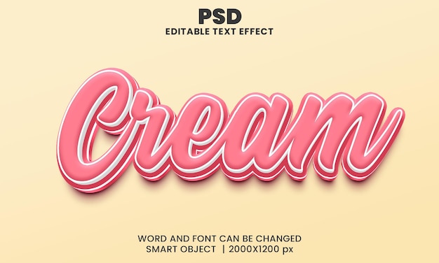 Effet De Texte Modifiable 3d Crème Psd Premium