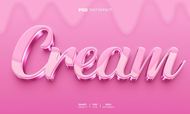 effet de texte modifiable 3d crème